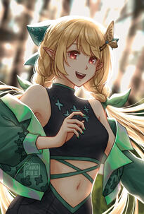 Pomu Rainpuff - example of half body + detailed background (low/med range)